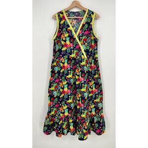 Handmade MuuMuu Hawaiian Dress Medium Colorful Tropical Flamingo  Floral Print